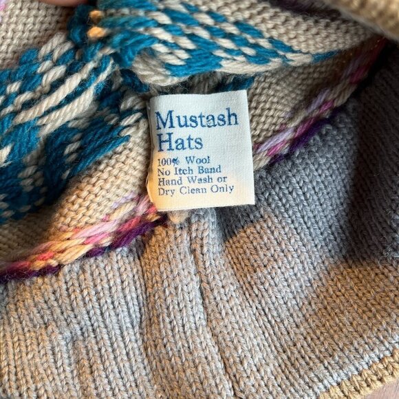 Mustash Hats 100% Wool Knit Nordic Beanie Tassel Alpine Ski Outdoors Fair Isle - Picture 6 of 9